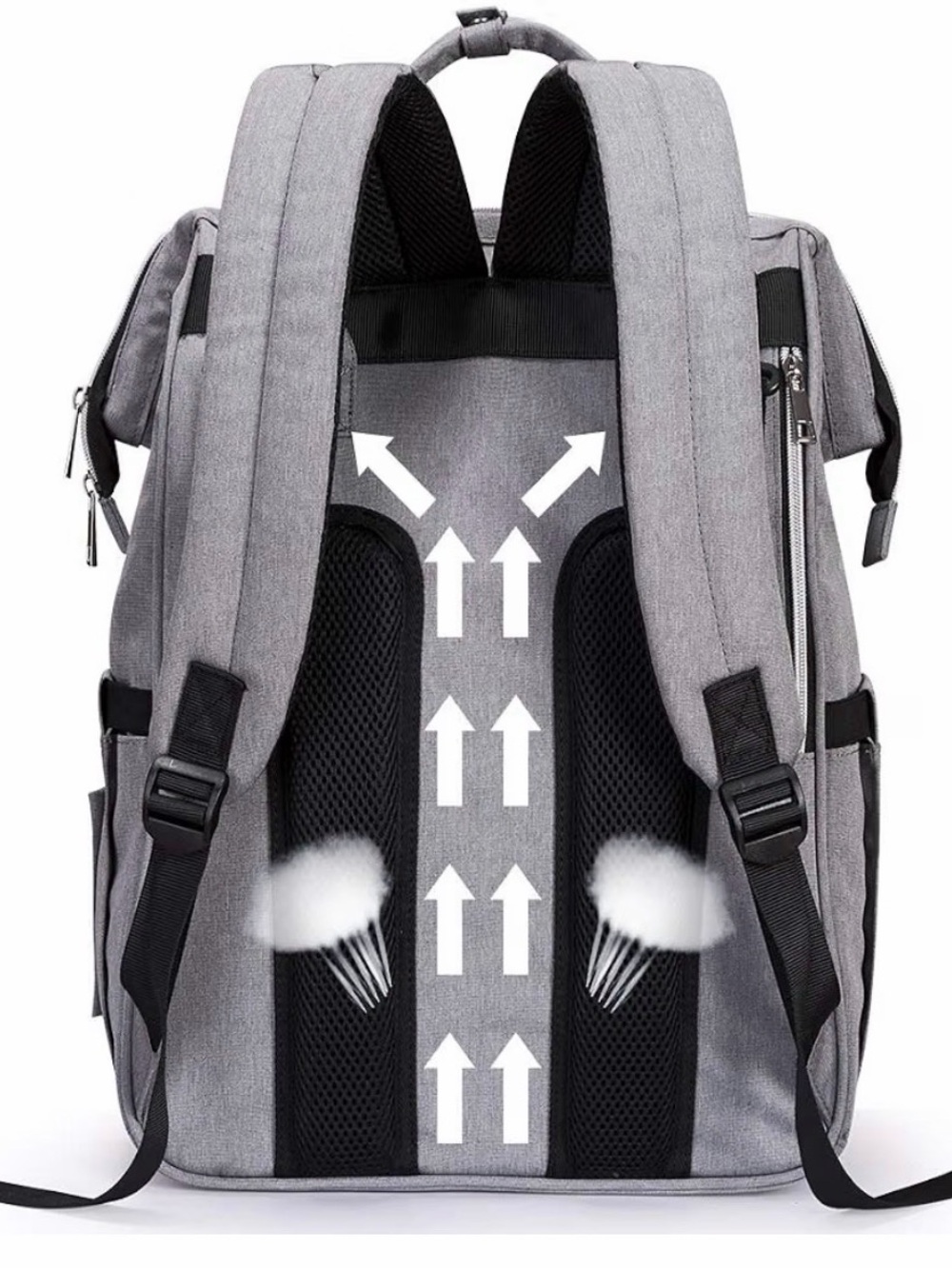 NWT Grey Diaper Bag Backpack Tote Bag - Versatile Everyday Carry - Picture 4 of 9